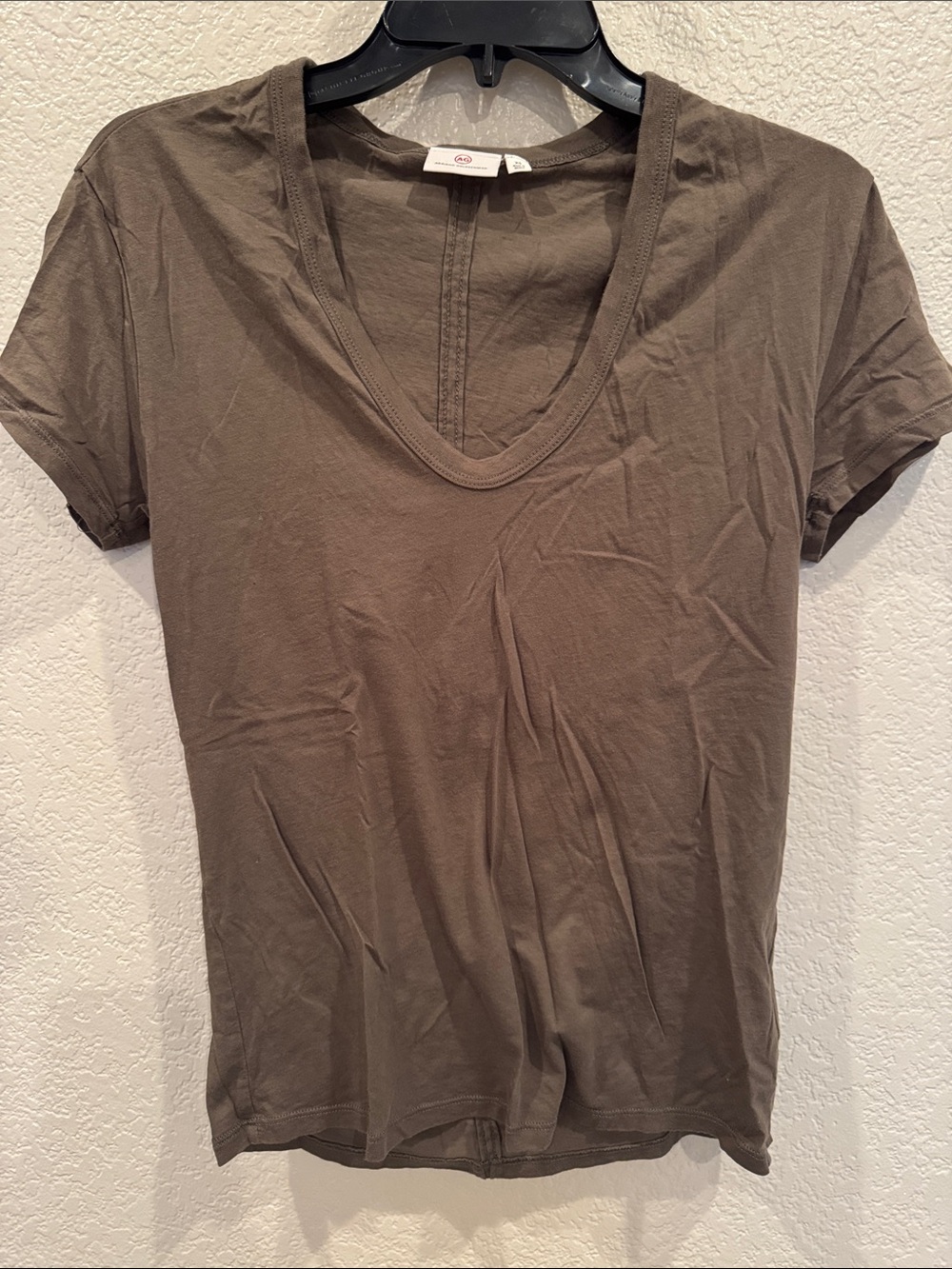 Ag Adriano Goldschmied Olive V-Neck Short Sleeve Tee